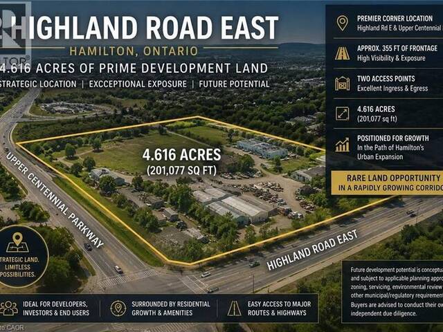 2 HIGHLAND Road E Hamilton Ontario, L8J 2W6 - Vacant Land For Sale