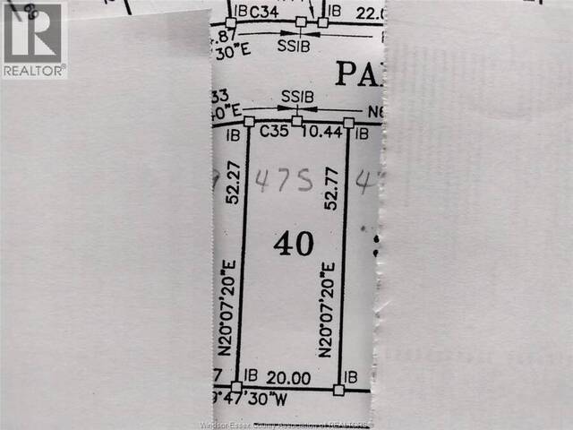 V/L PALLIES Unit# LOT 40 LaSalle Ontario, N9J 0E7 - Vacant Land For Sale