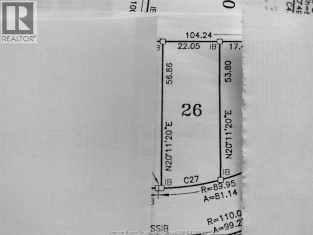 V/L PALLIES Unit# LOT 26 LaSalle Ontario, N9J 0E7 - Vacant Land For Sale
