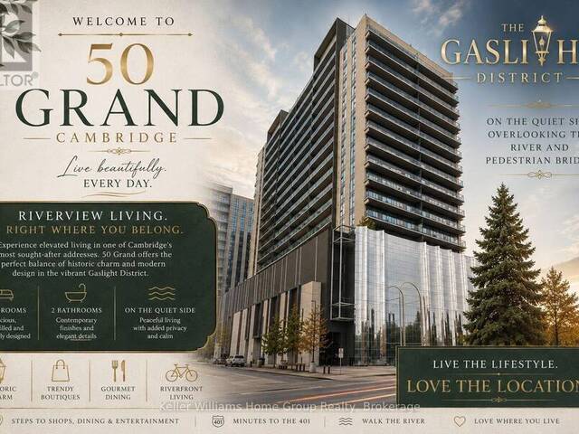 713 - 50 GRAND AVENUE S Cambridge Ontario, N1S 0C2 - 2 Bedrooms Condo For Sale